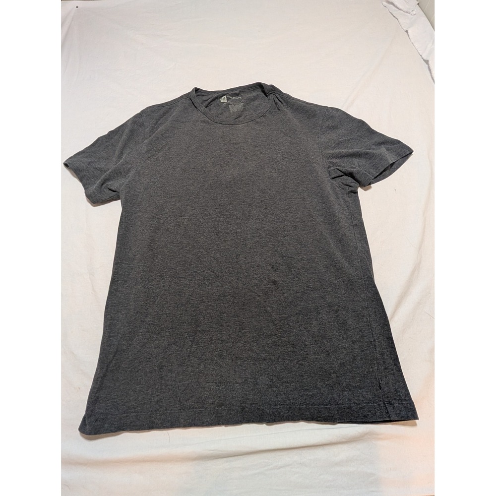GAP Athletic Fit Mens Medium Charcoal Gray Heather Short Sleeve T-Shirt Cotton
